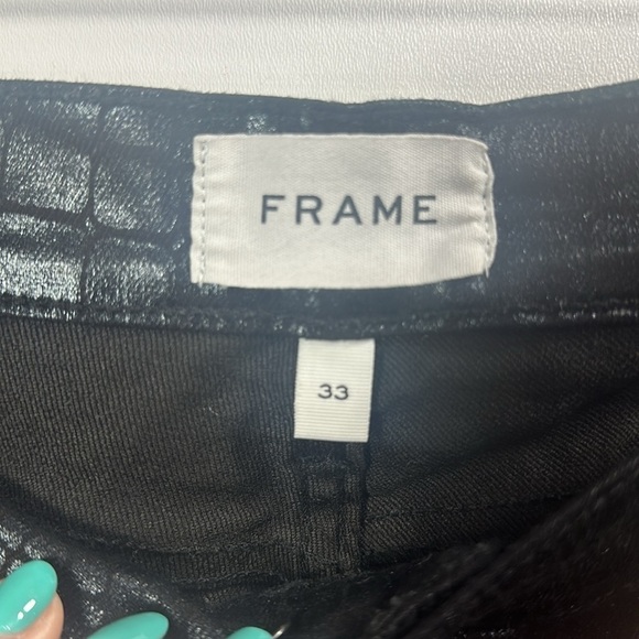 Frame Le High Skinny noir croc black pants size 33 - Picture 5 of 10